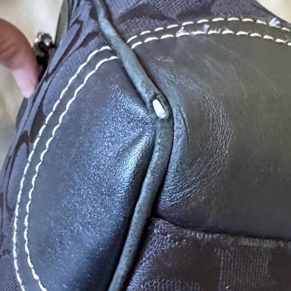 Coach Leatherware Signature Black Canvas Leather Trim and Handle Tote Bag - Picture 12 of 15